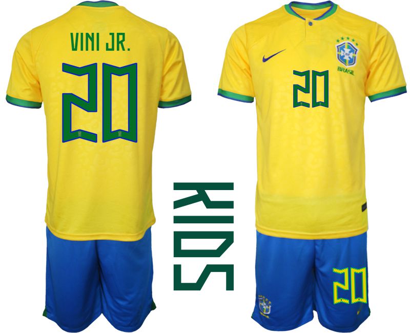 Youth 2022 World Cup National Team Brazil home yellow 20 Soccer Jersey